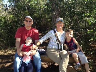 After we found the treasure--pictures were in order. Seth--wasn't in the mood for posing! Sammy on my left.